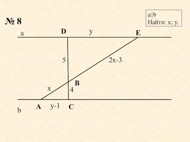 5 2x-3 y-1 y 4 x b a № 8 a||b Найти: