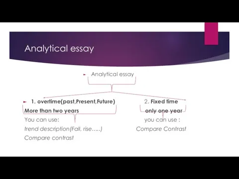 Analytical essay Analytical essay 1. overtime(past,Present,Future) 2. Fixed time More than two