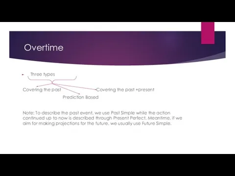 Overtime Three types Covering the past Covering the past +present Prediction Based