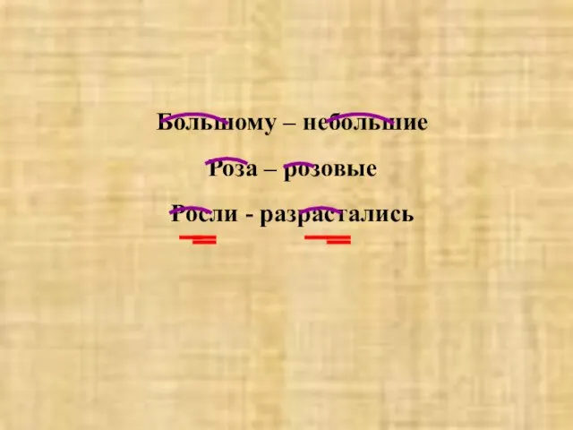 Большому – небольшие Роза – розовые Росли - разрастались