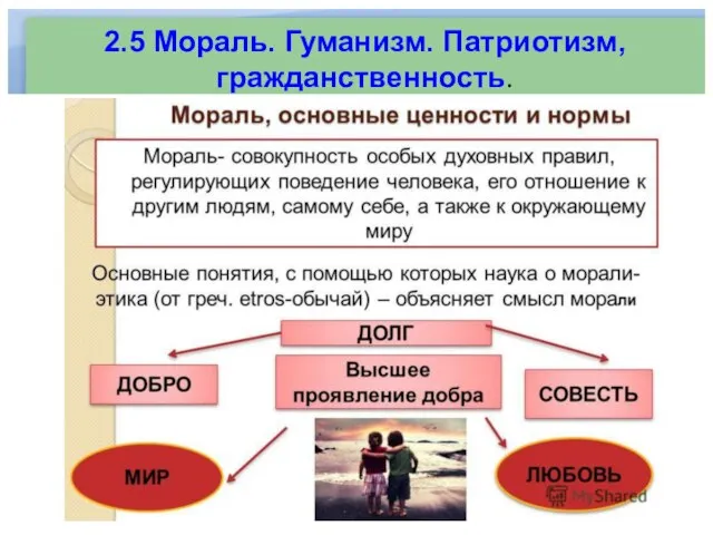 2.5 Мораль. Гуманизм. Патриотизм, гражданственность.