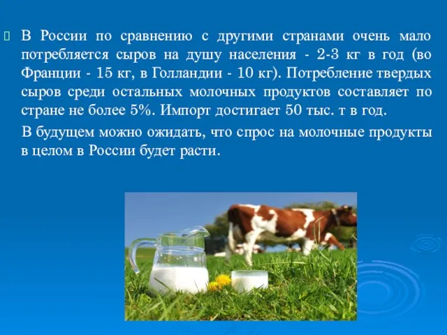 В России по сравнению с другими странами очень мало потребляется сыров на