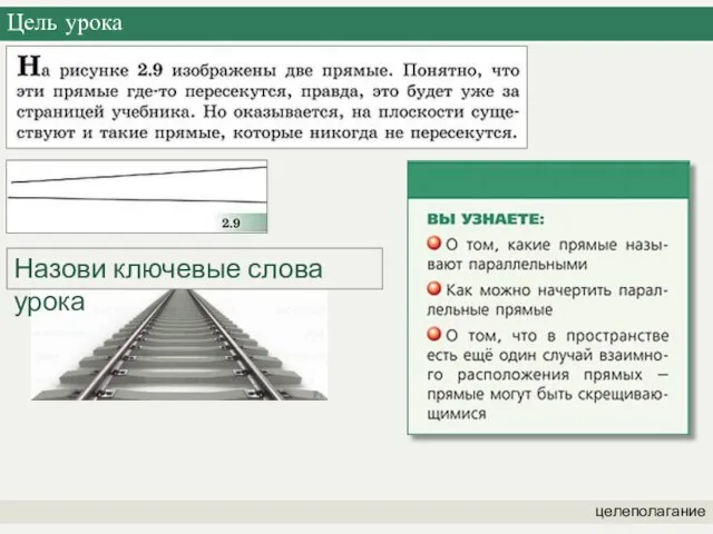 Цель урока целеполагание Назови ключевые слова урока