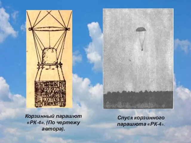 Корзинный парашют «РК-4». (По чертежу автора). Спуск корзинного парашюта «РК-4».