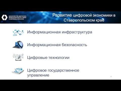 Информационная инфраструктура Информационная безопасность Цифровые технологии Цифровое государственное управление Развитие цифровой экономики в Ставропольском крае