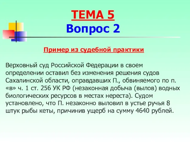 Пример из судебной практики Верховный суд Российской Федерации в своем определении оставил