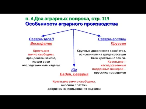 п. 4 Два аграрных вопроса, стр. 113 Особенности аграрного производства Северо-запад Вестфалия