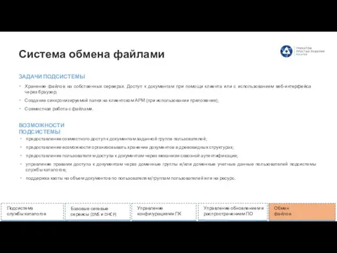 Система обмена файлами предоставление совместного доступ к документам заданной группе пользователей; предоставление