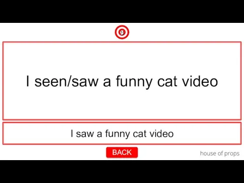 I saw a funny cat video I seen/saw a funny cat video BACK