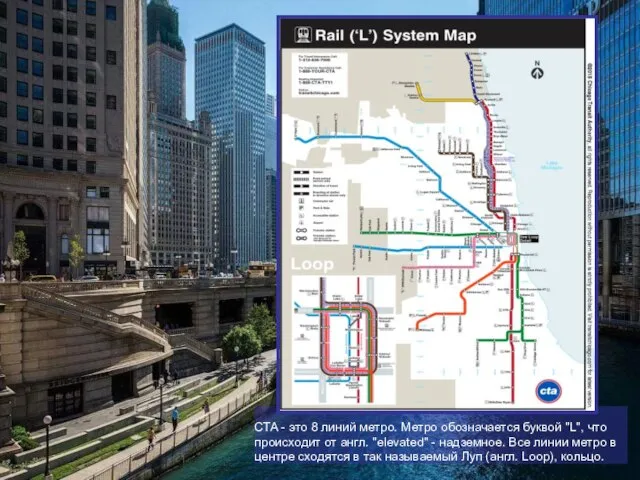 CTA - это 8 линий метро. Метро обозначается буквой "L", что происходит
