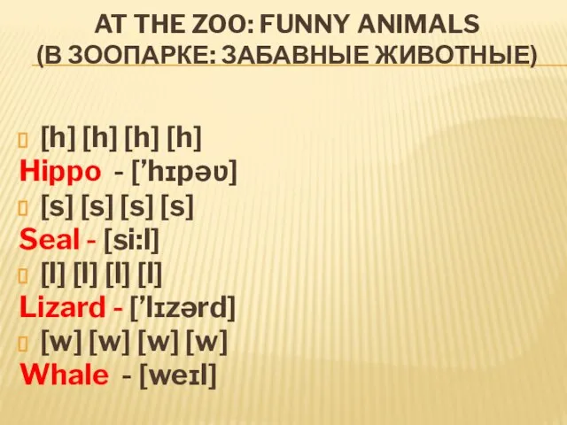 AT THE ZOO: FUNNY ANIMALS (В ЗООПАРКЕ: ЗАБАВНЫЕ ЖИВОТНЫЕ) [h] [h] [h]