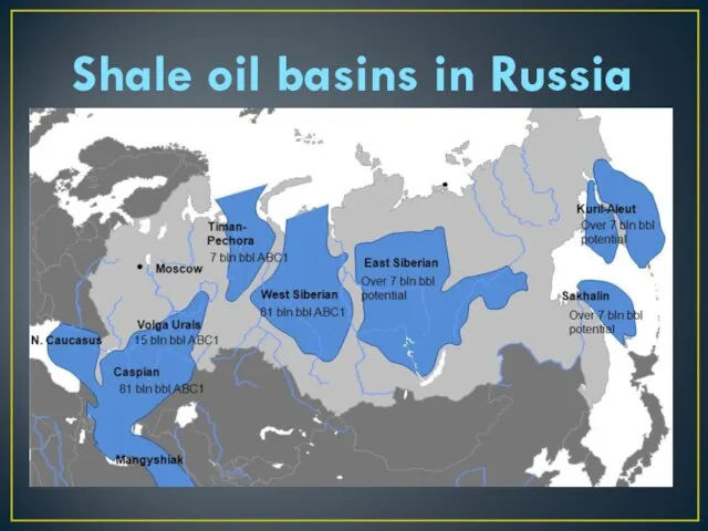 Shale oil basins in Russia