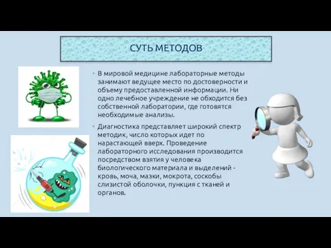 В мировой медицине лабораторные методы занимают ведущее место по достоверности и объему