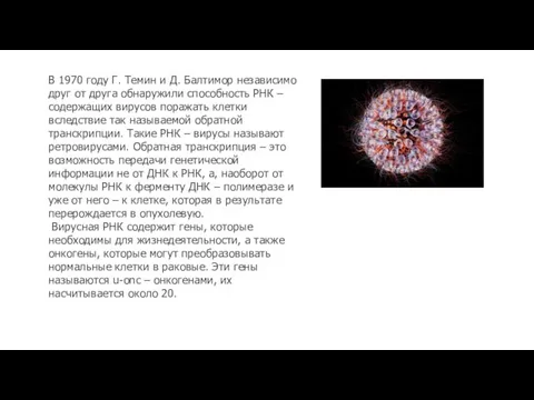 В 1970 году Г. Темин и Д. Балтимор независимо друг от друга