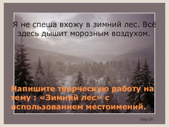 Напишите творческую работу на тему : «Зимний лес» с использованием местоимений. Я