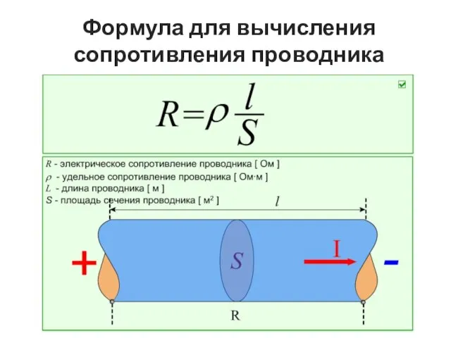 Формула для вычисления сопротивления проводника