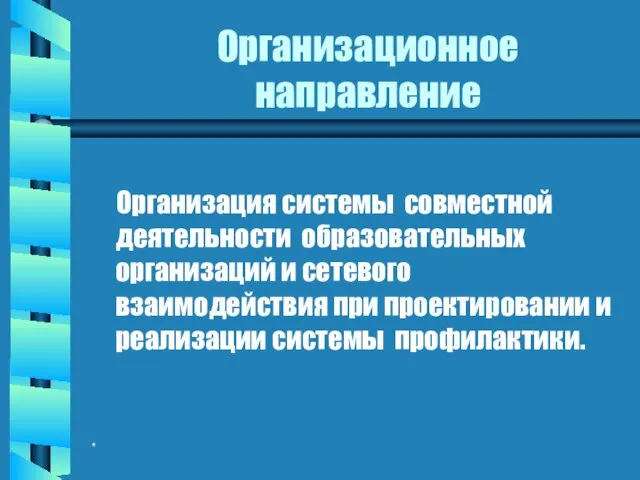 * Организационное направление Организация системы совместной деятельности образовательных организаций и сетевого взаимодействия