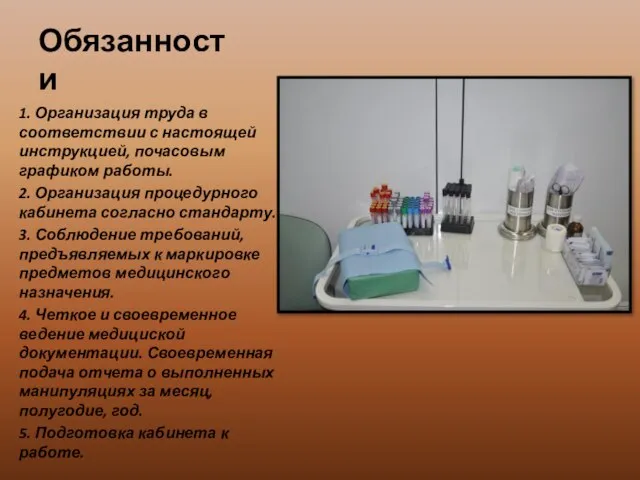 Обязанности 1. Организация труда в соответствии с настоящей инструкцией, почасовым графиком работы.