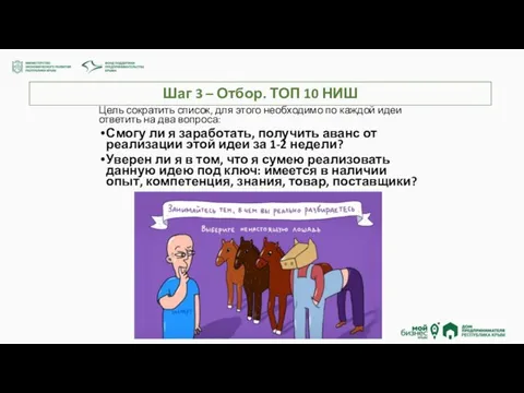 Шаг 3 – Отбор. ТОП 10 НИШ Цель сократить список, для этого