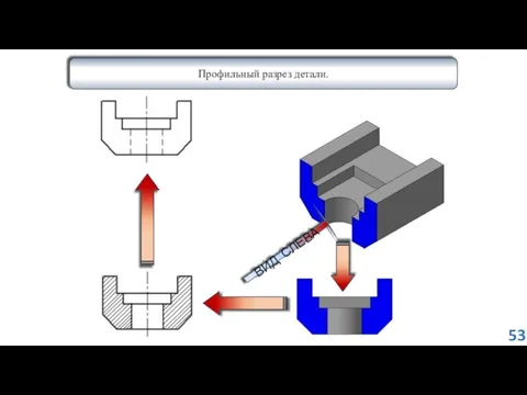 Профильный разрез детали. ВИД СЛЕВА 53