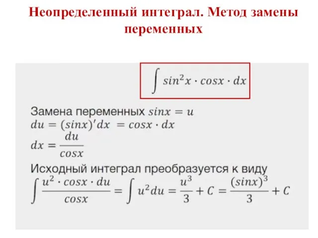 Неопределенный интеграл. Метод замены переменных