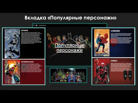 Вкладка «Популярные персонажи»