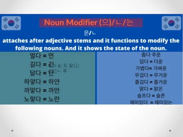 추가 6: 지 말다; -(으)ㄴ 후