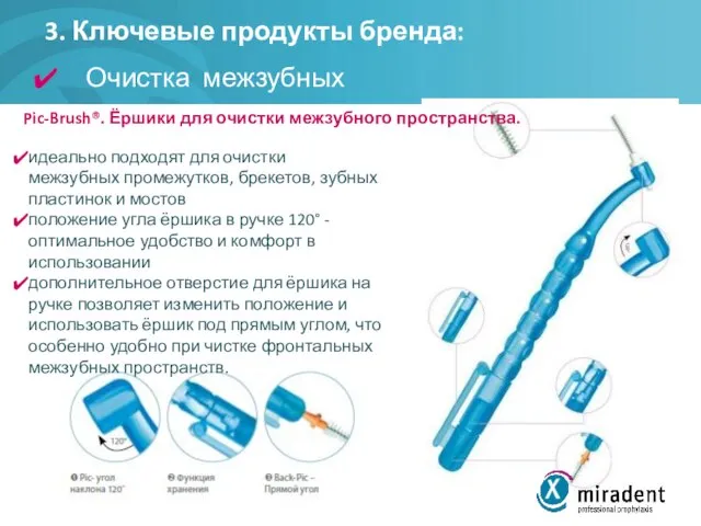 3. Ключевые продукты бренда: Очистка межзубных промежутков Pic-Brush®. Ёршики для очистки межзубного