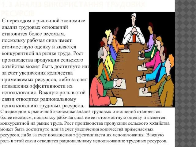 1.3 АНАЛIЗ ВИКОРИСТАННЯ ТРУДОВИХ РЕСУРСIВ С переходом к рыночной экономике анализ трудовых