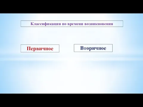 Классификация по времени возникновения Первичное Вторичное