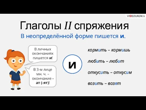 кормить – кормишь Глаголы II спряжения и В неопределённой форме пишется и.