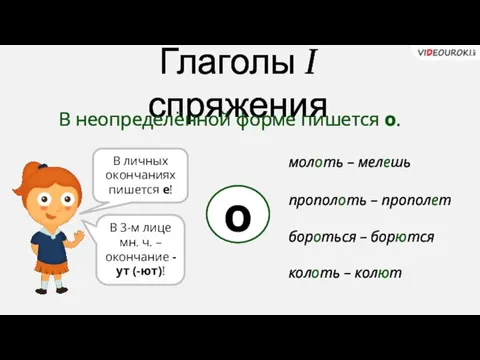 молоть – мелешь Глаголы I спряжения о В неопределённой форме пишется о.