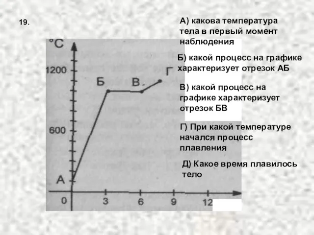 19. А) какова температура тела в первый момент наблюдения Б) какой процесс