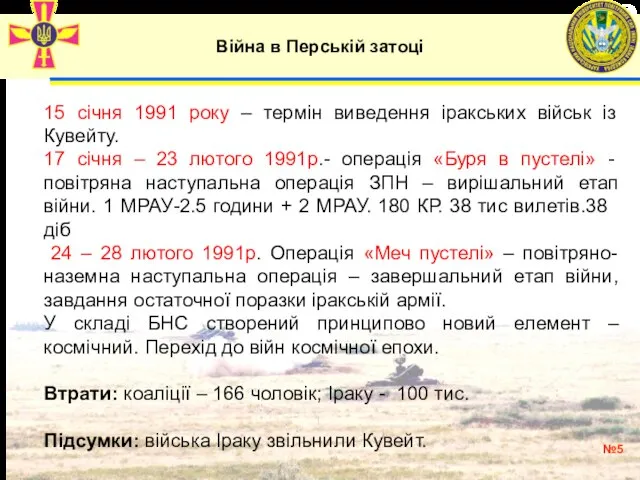 2 №5 15 січня 1991 року – термін виведення іракських військ із