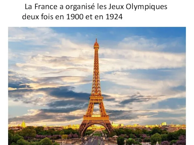 La France a organisé les Jeux Olympiques deux fois en 1900 et en 1924