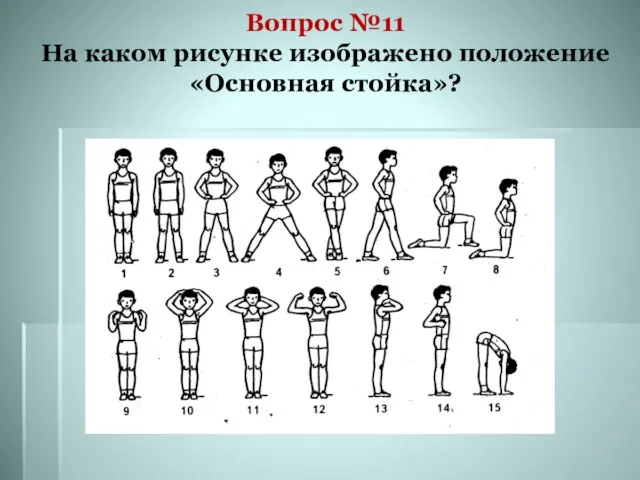 Вопрос №11 На каком рисунке изображено положение «Основная стойка»?