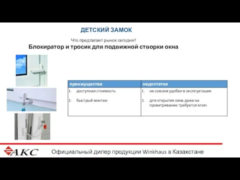 Официальный дилер продукции Winkhaus в Казахстане ДЕТСКИЙ ЗАМОК Что предлагает рынок сегодня?