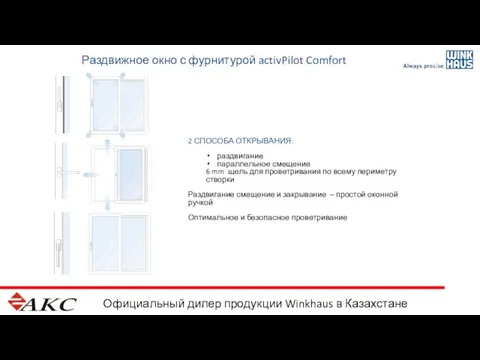 Официальный дилер продукции Winkhaus в Казахстане Раздвижное окно с фурнитурой activPilot Comfort