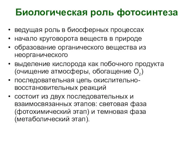 ведущая роль в биосферных процессах начало круговорота веществ в природе образование органического