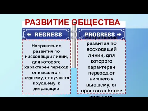 Направление развития по нисходящей линии, для которого характерен переход от высшего к