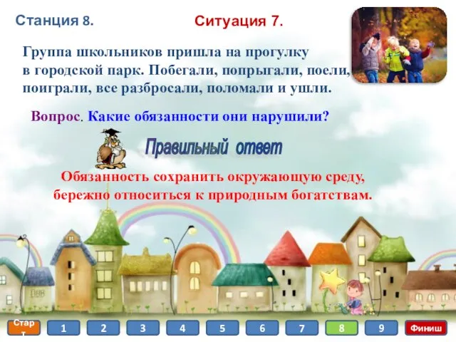 Старт 1 2 3 4 5 6 7 8 Финиш 9 Станция