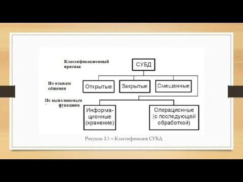 Рисунок 2.1 – Классификация СУБД