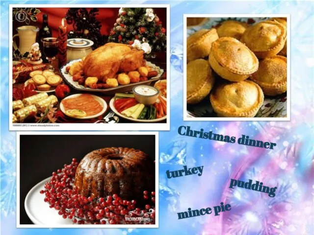 Christmas dinner turkey pudding mince pie