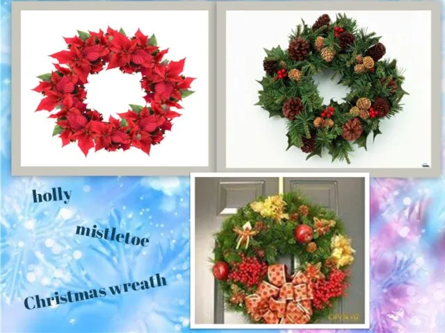 holly mistletoe Christmas wreath