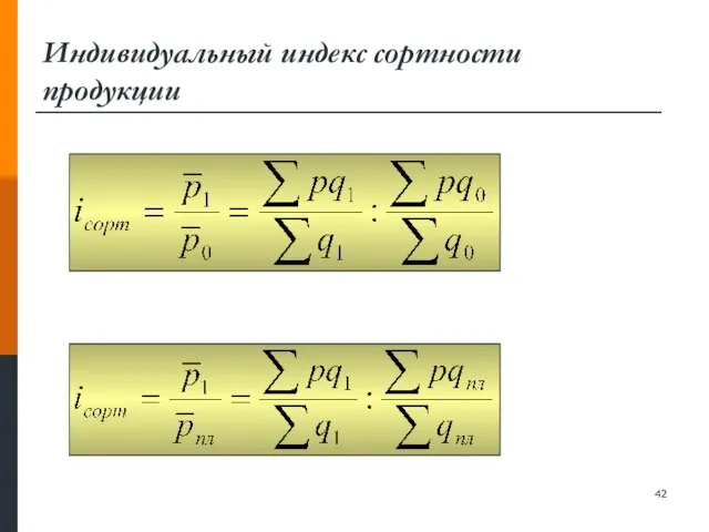 Индивидуальный индекс сортности продукции