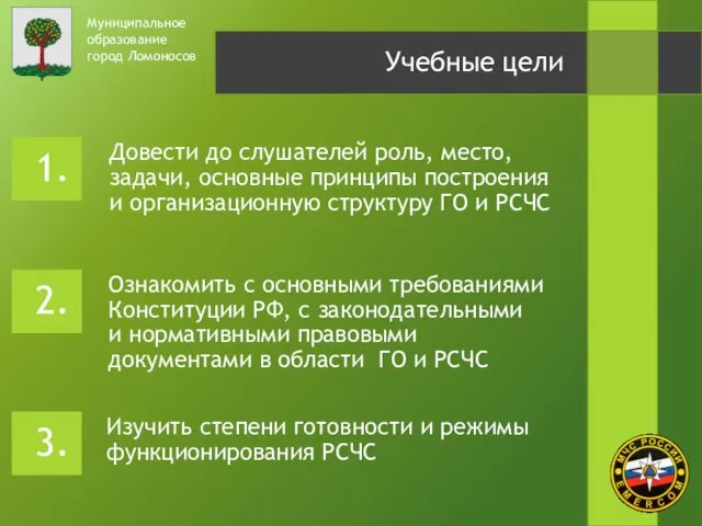 Довести до слушателей роль, место, задачи, основные принципы построения и организационную структуру