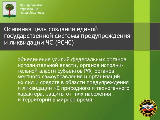 Муниципальное образование город Ломоносов объединение усилий федеральных органов исполнительной власти, органов исполни-