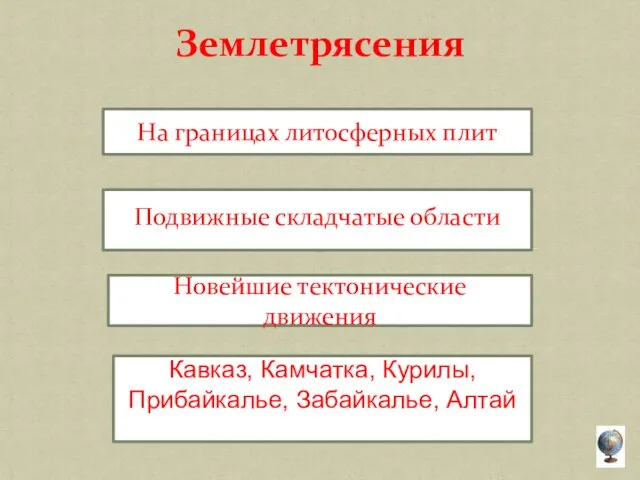 Подвижные складчатые области Землетрясения На границах литосферных плит Новейшие тектонические движения Кавказ,