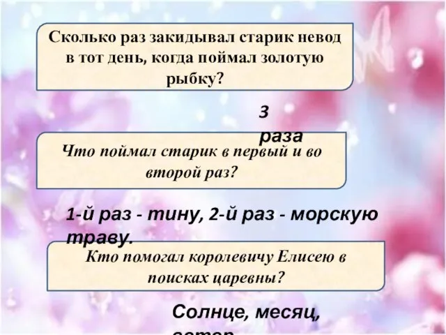 Сколько раз закидывал старик невод в тот день, когда поймал золотую рыбку?