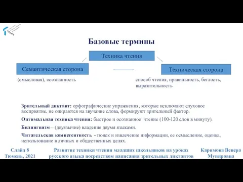 Базовые термины Зрительный диктант: орфографические упражнения, которые исключают слуховое восприятие, не опираются